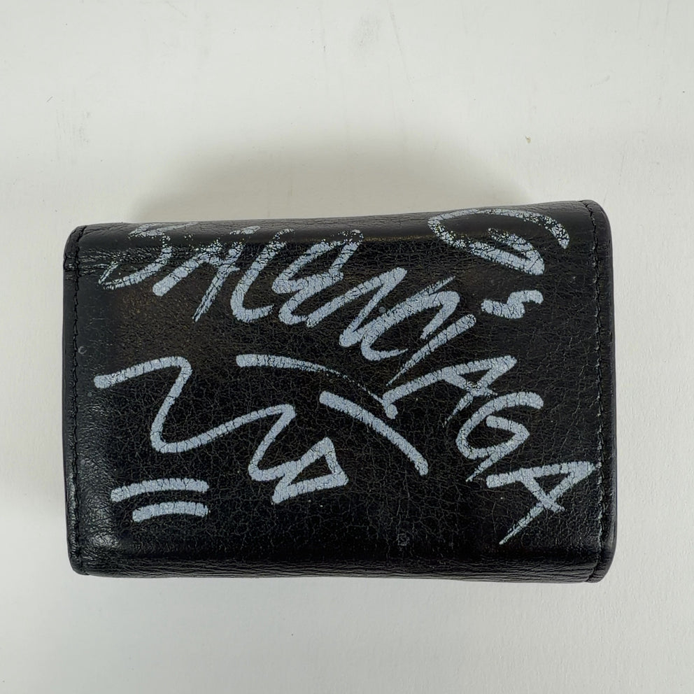 Balenciaga Tri-Fold Graffiti Leather Wallets
