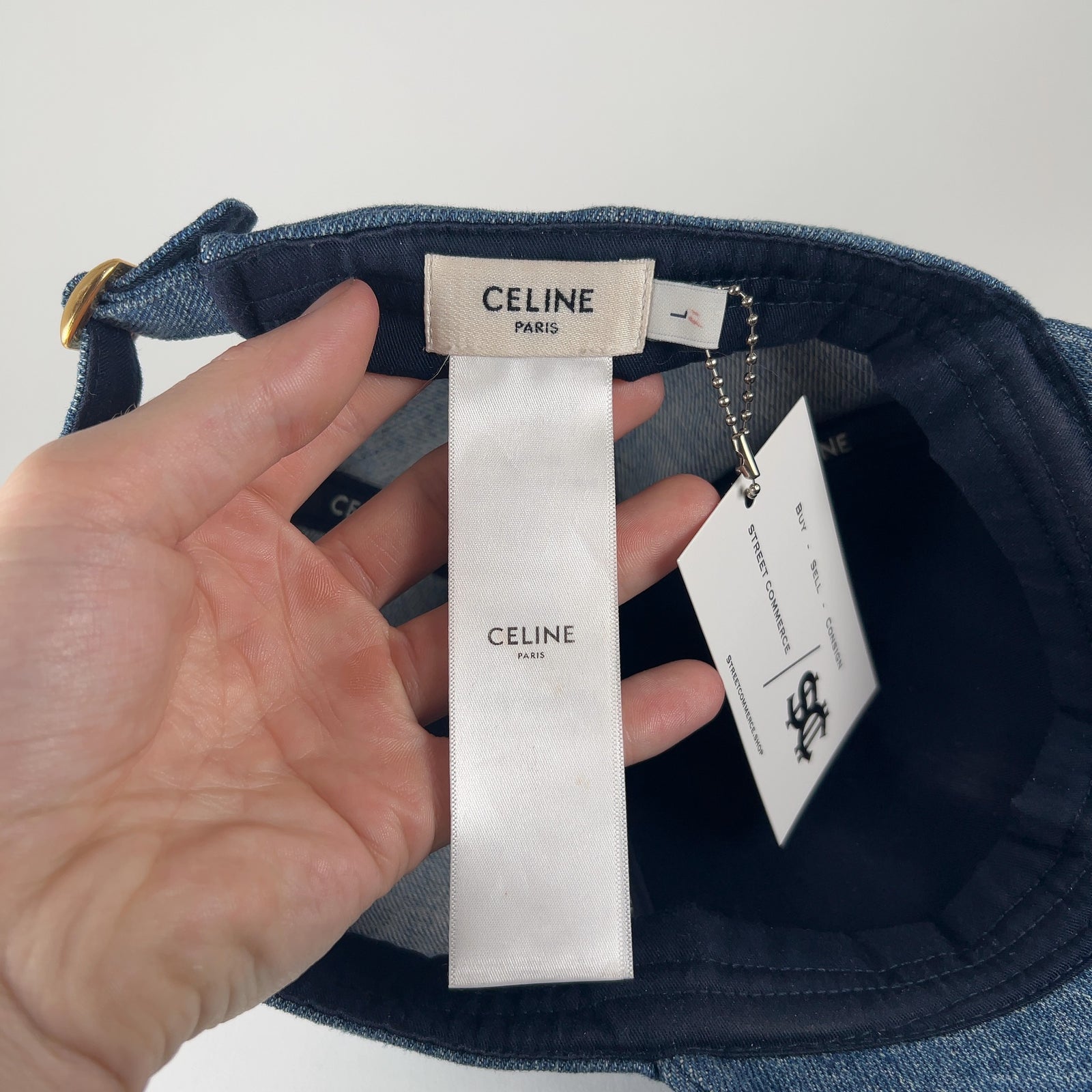 Celine Triomphe Logo Denim Hat
