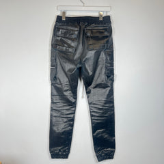 Rick Owens EDFU SS/23 Black Waxed Mastodon Cargo Joggers Size 28