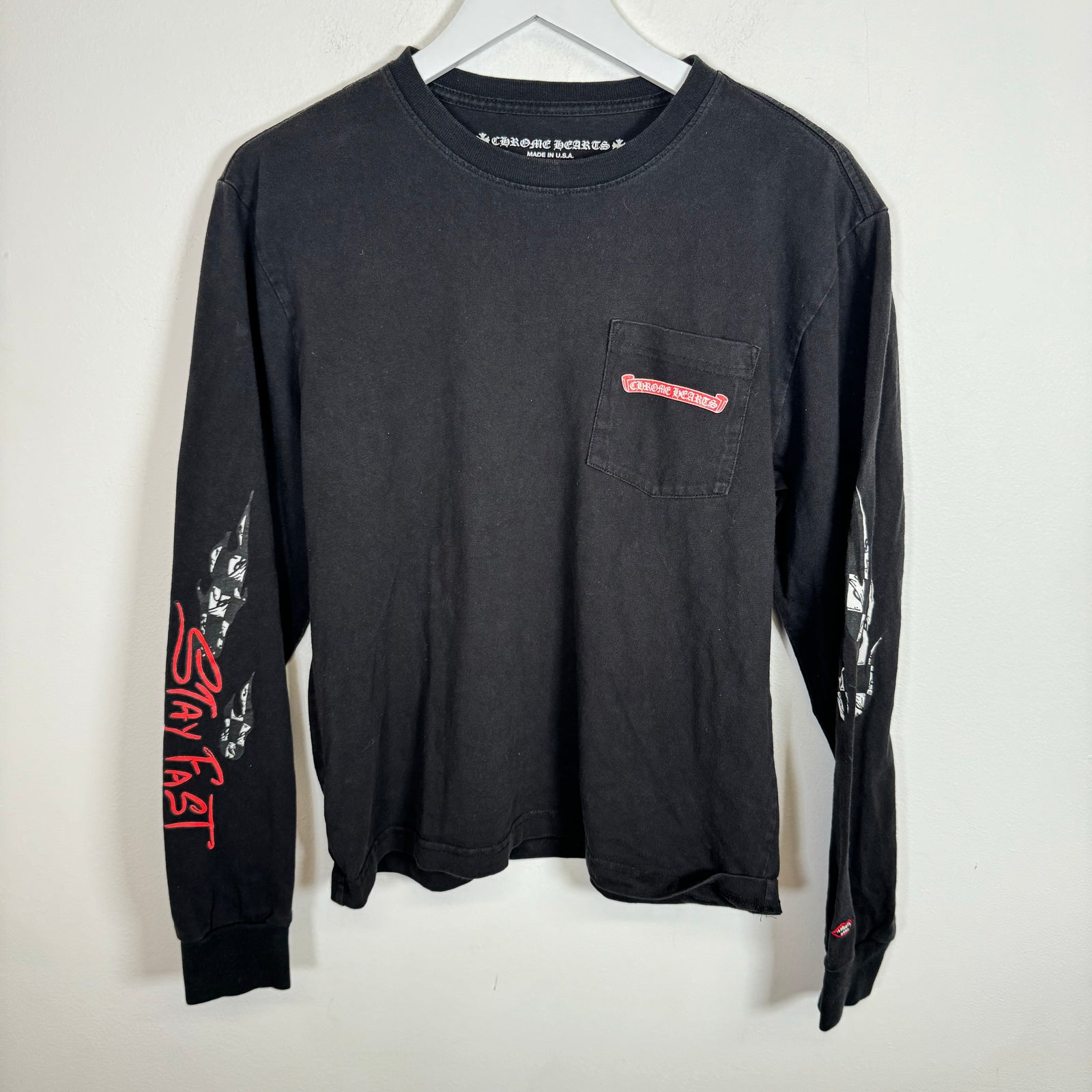 Chrome Hearts Matty Boy Black Stay Fast LS Tee Size S