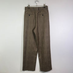 Celine Wide-Leg Pleated Checked Wool Trousers