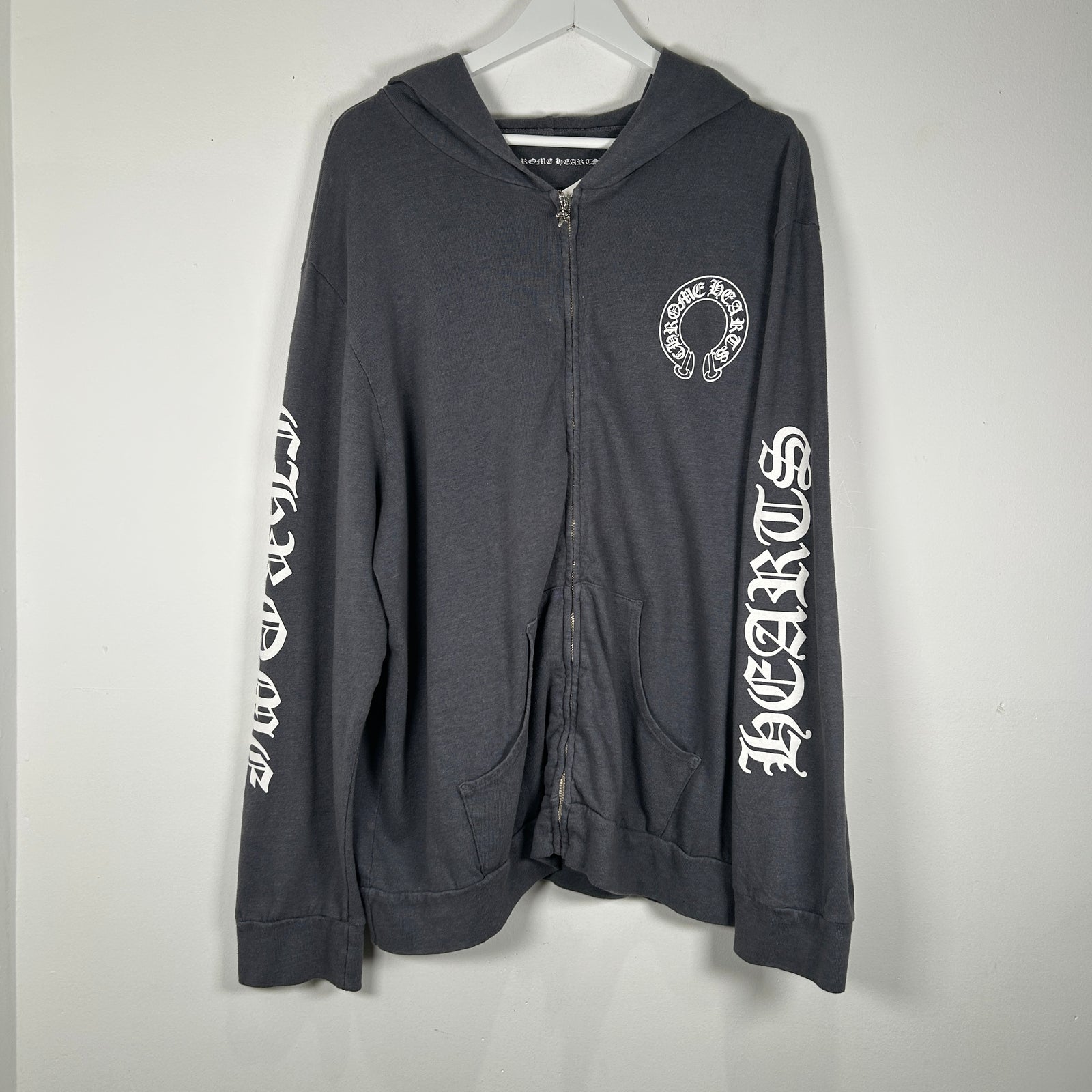 Chrome Hearts Gray Zip Up Hoodie Size XXL