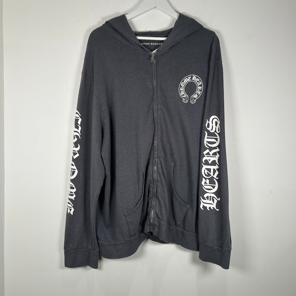 Chrome Hearts Gray Zip Up Hoodie Size XXL