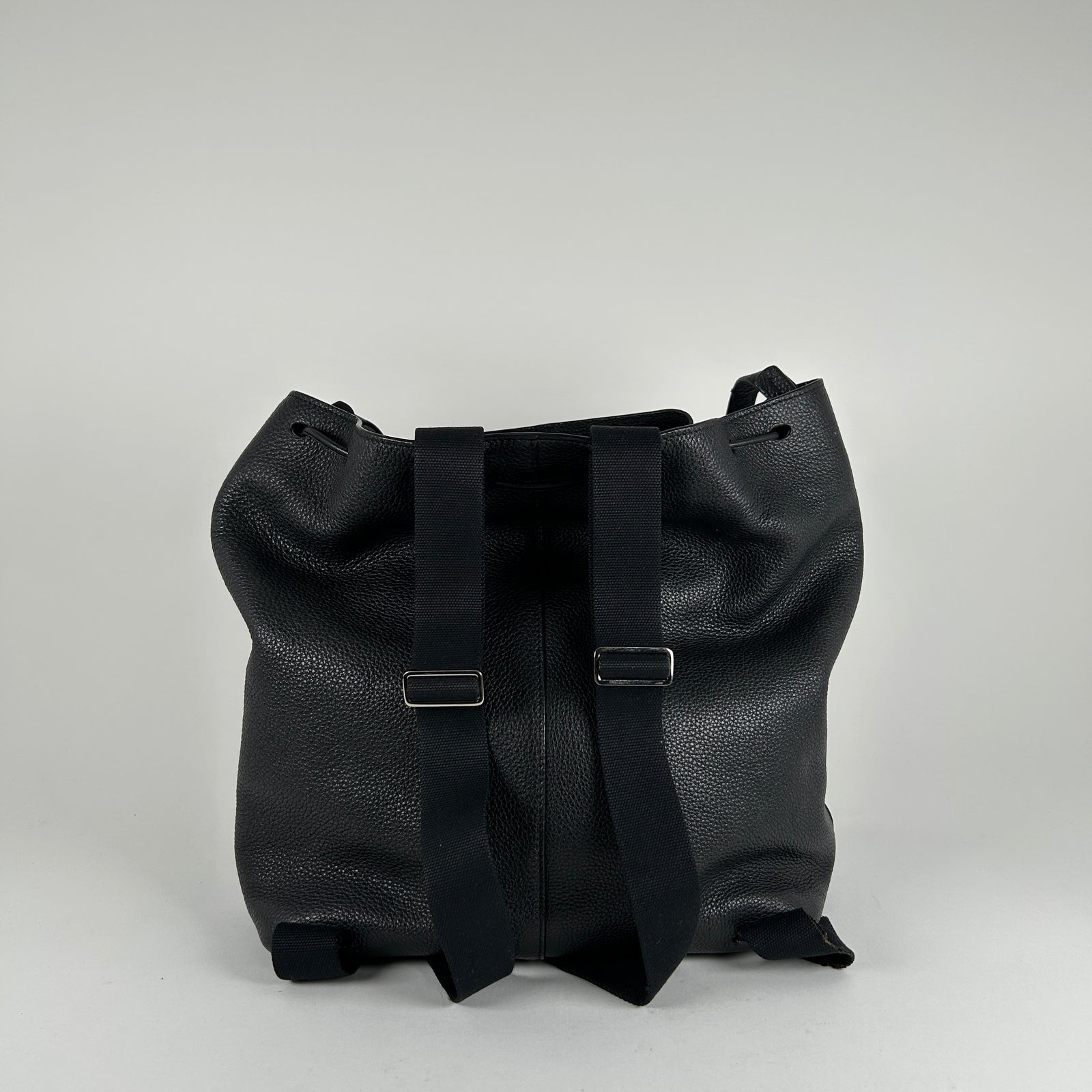 The Row Black Leather Bucket 10 Backpack