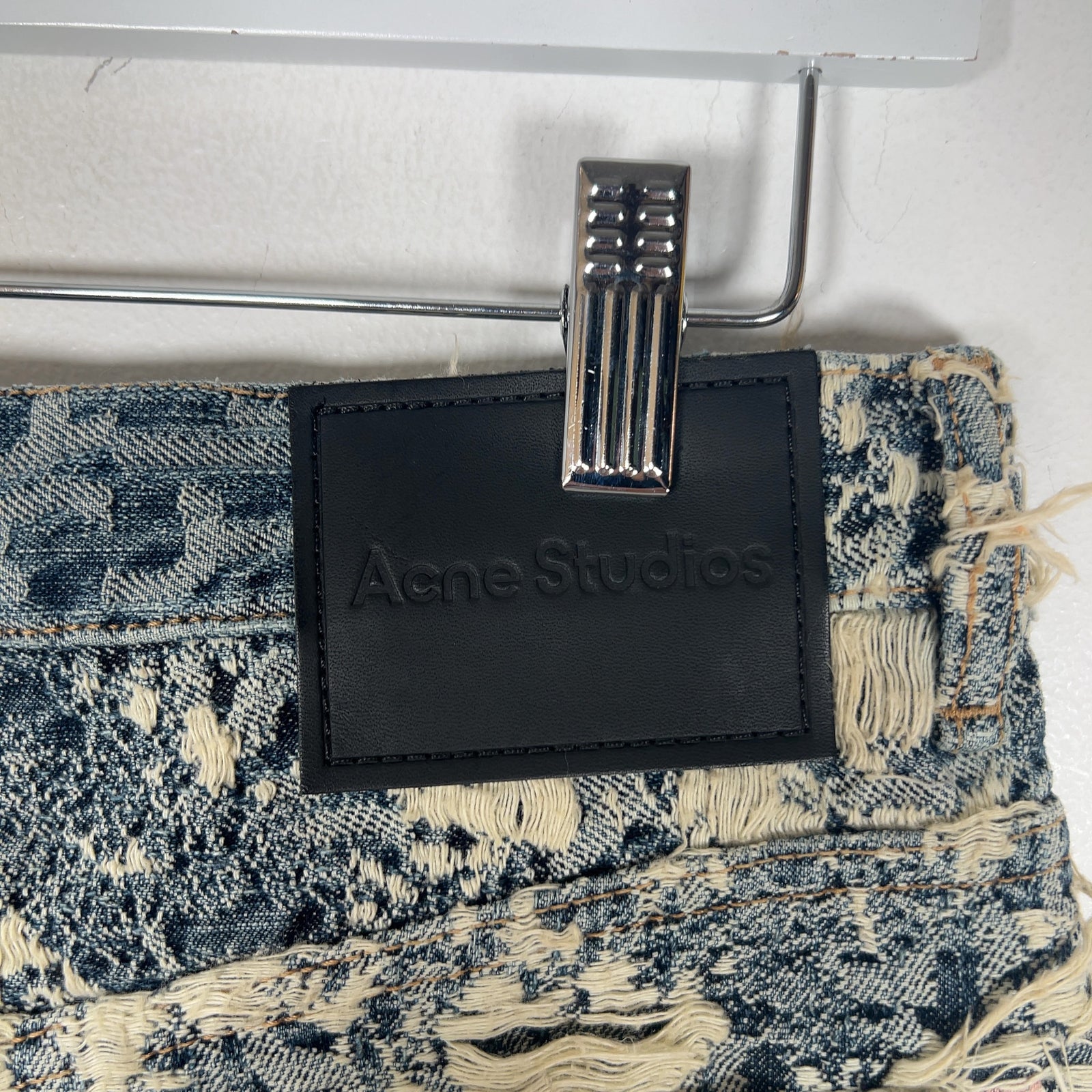 Acne Studios Distressed Monogram Denim Shorts