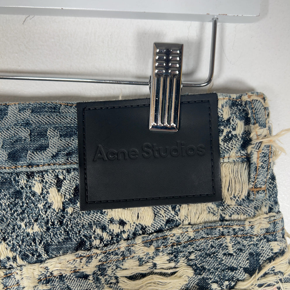 Acne Studios Distressed Monogram Denim Shorts