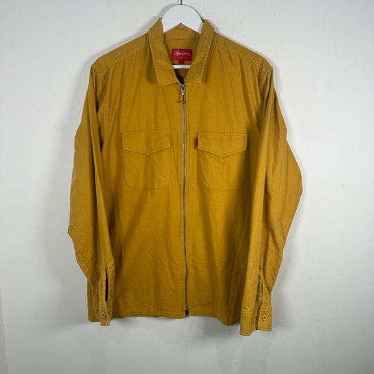 Supreme Yellow Zip-Up Shirt Size L
