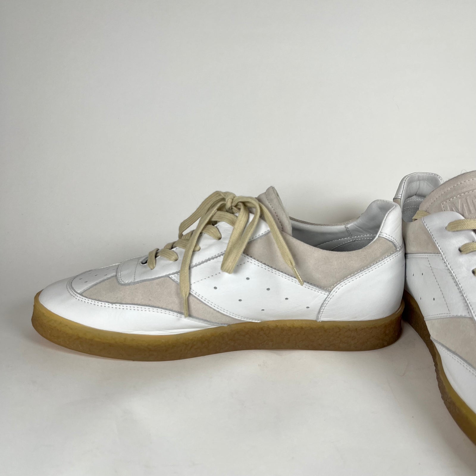 MM6 White Calf-Leather Low Top Sneakers Size 45