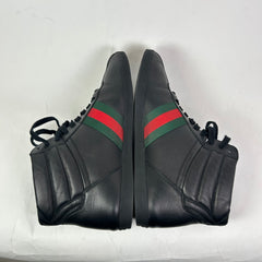 Gucci Black Web Leather High-Top Sneaker