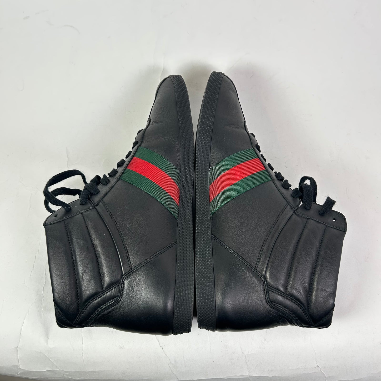 Gucci Black Web Leather High-Top Sneaker