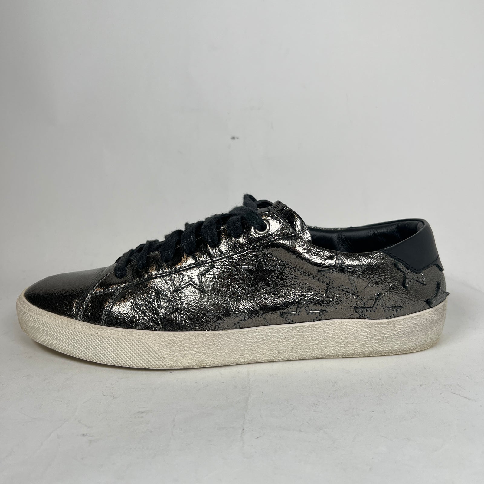 Saint Laurent Metallic Black SL/06 Stars Low Top Sneaker Size 42
