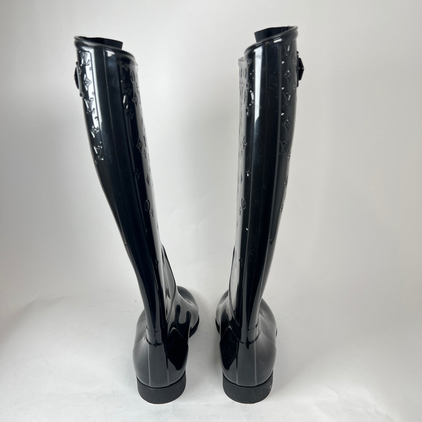 Louis Vuitton Black Monogram Rain Boots Size 38