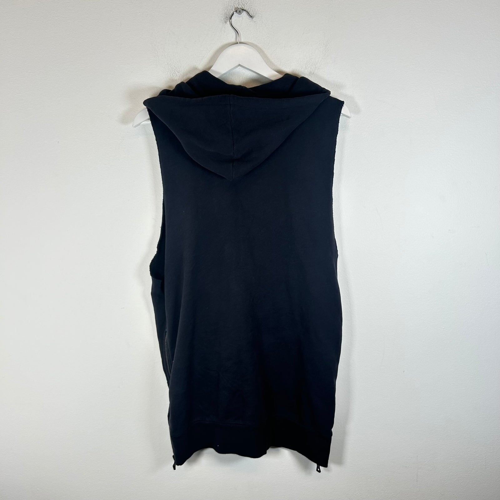 Balmain SS11 Black Sleeveless Crest Badge Hoodie Size L