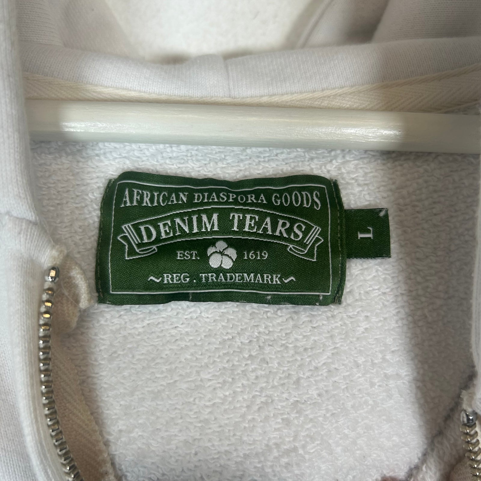 Denim Tears White/Teal University Zip-Up Hoodie Size XL