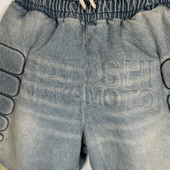 Satoshi Nakakamoto Denim Moto Shorts Size L