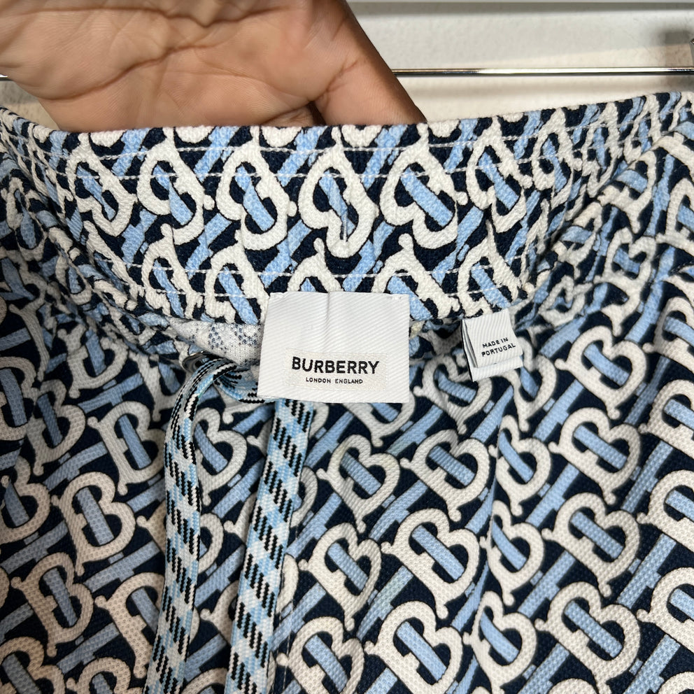 Burberry Light Blue TB Monogram Shorts Size L