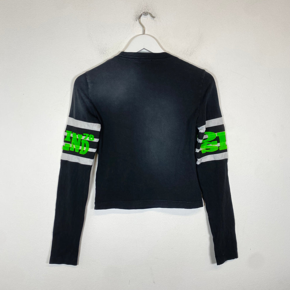 Diesel Black Flocked Logo Football Longsleeve Size S
