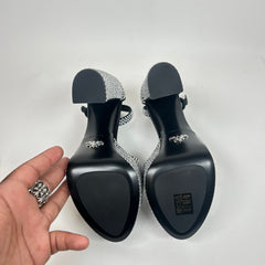Prada Satin Crystal Embellished Platform Sandals Size 38
