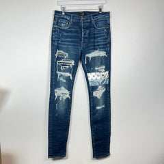 Amiri Dark Blue MA Paisley Skinny Jeans Size 34