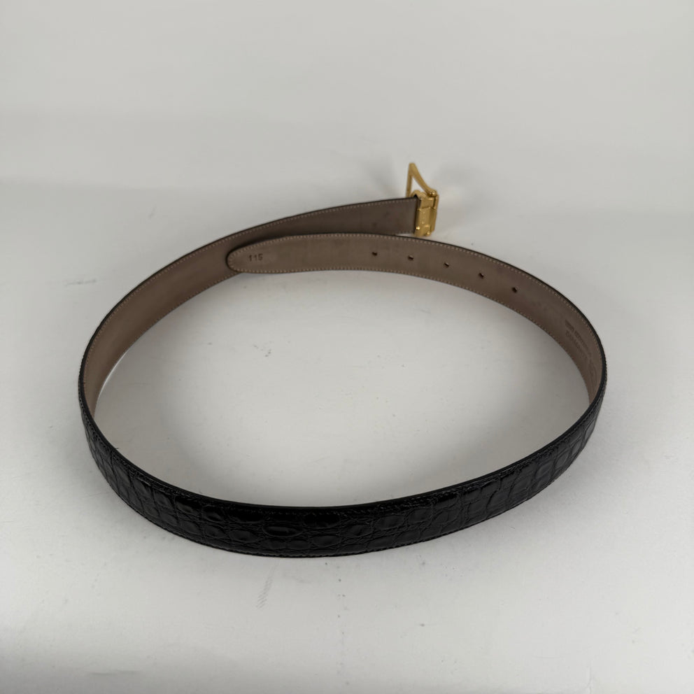 Valentino Embossed Croc Black Belt Size 30
