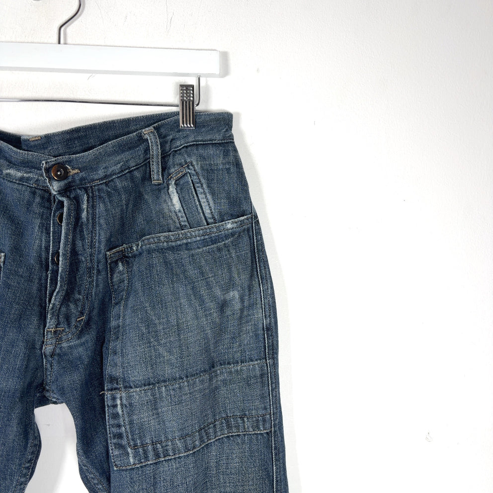 Rick Owens Slab Wide Leg Patch Pocket Jeans