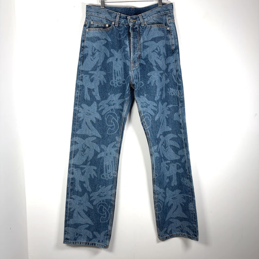 Palm Angels Lasered Palm Graphic Denim Jeans