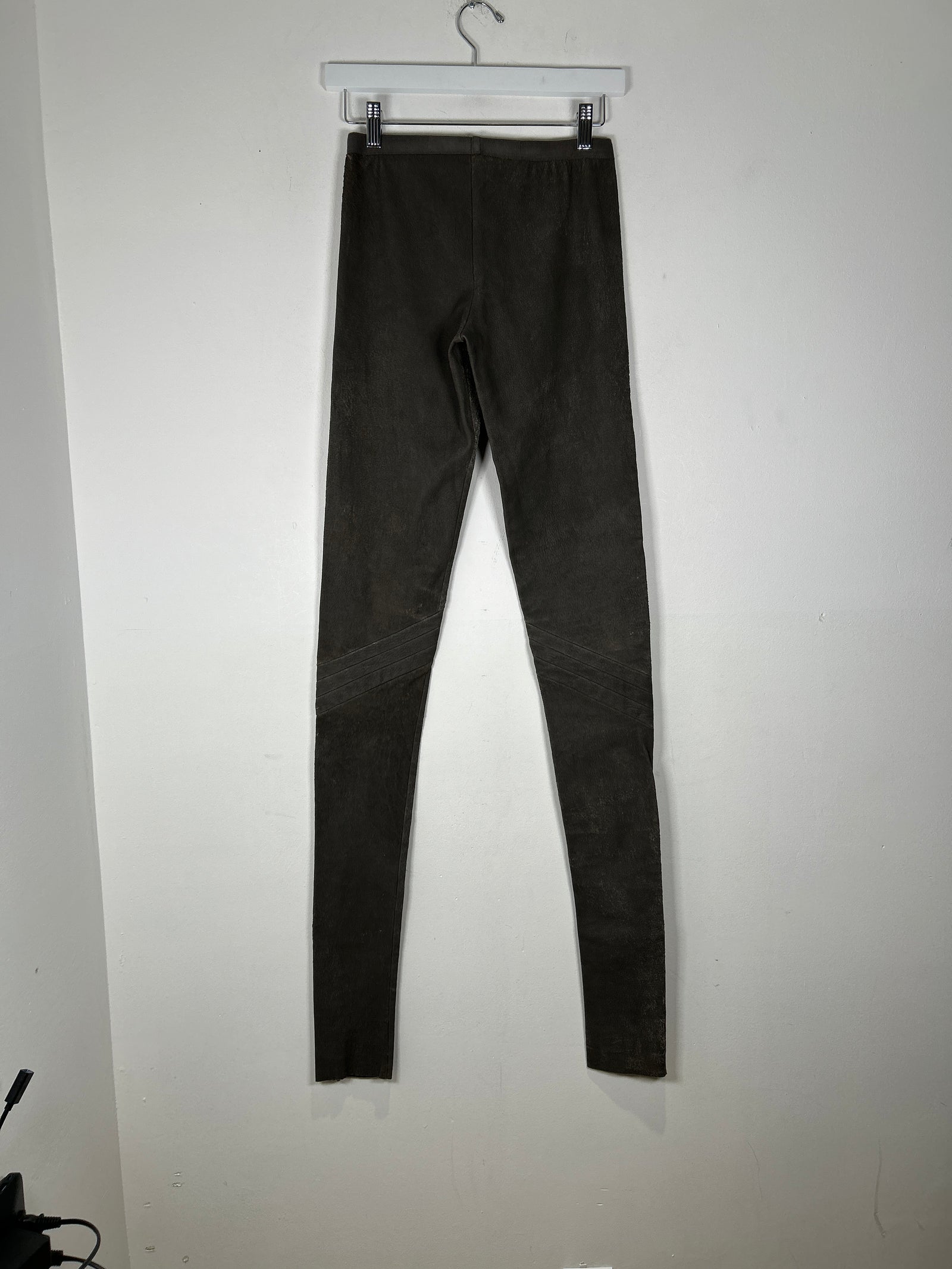 Rick Owens FW11 Limo Dust Blistered Leather Biker Leggings