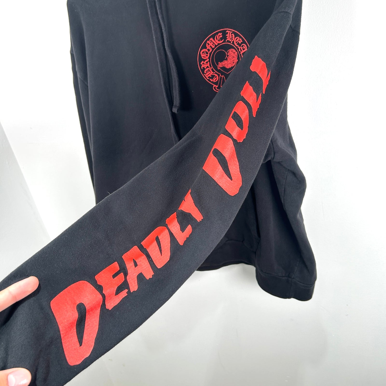 Chrome Hearts Black/Red 'Deadly Doll' Graphic Hoodie Size M