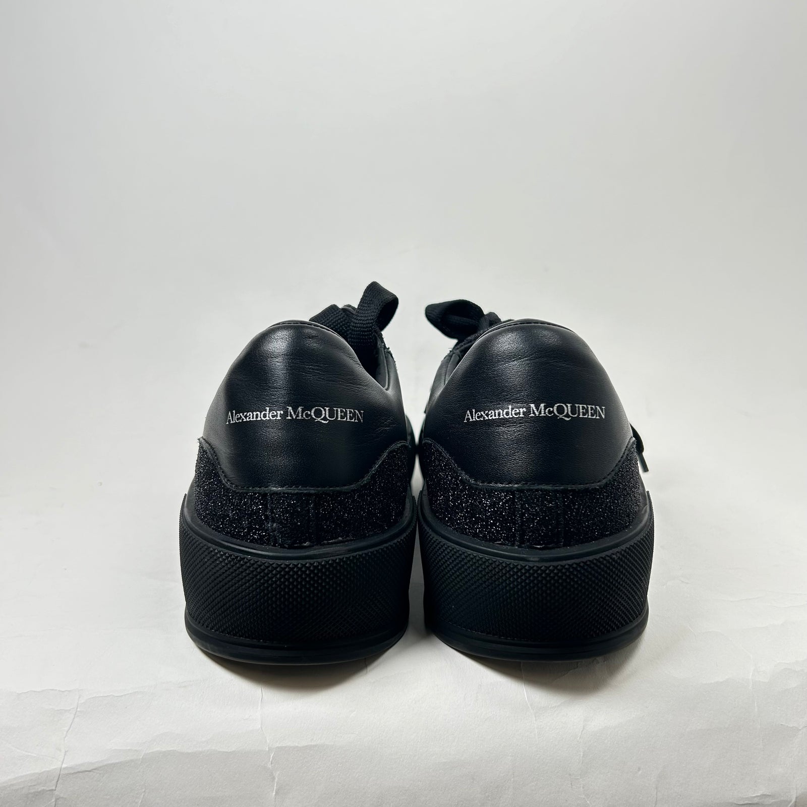 Alexander McQueen Black Glitter Low Sneaker Size 12