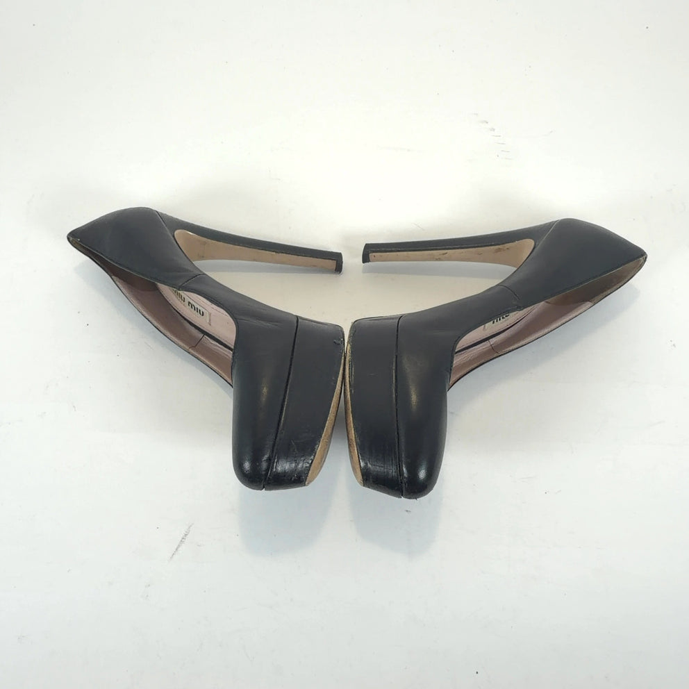 Miu Black Leather Pumps Heels