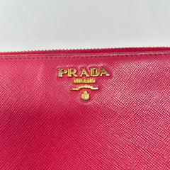Prada Pink Saffiano Zip Around Wallet