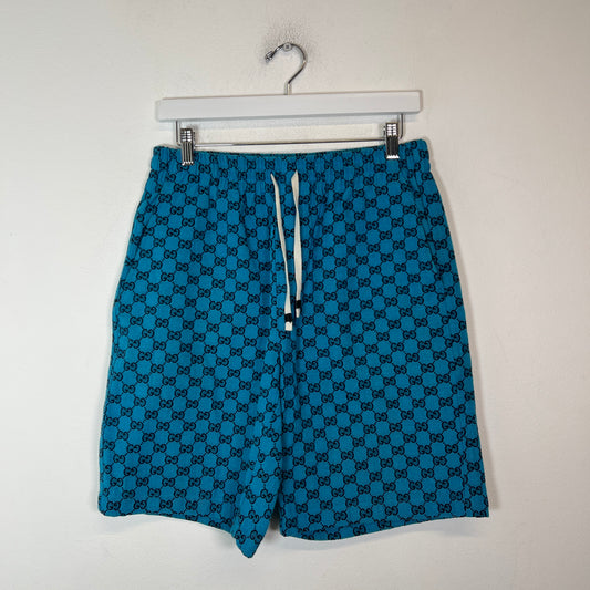 Gucci Blue GG Monogram Canvas Shorts Size 32