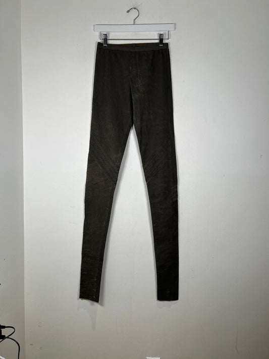 Rick Owens FW11 Limo Dust Blistered Leather Biker Leggings