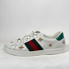 Gucci White Bees & Stars Embroidered Ace Sneaker Size GG 9.5