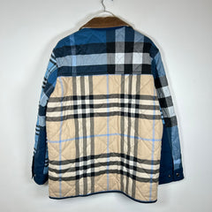 Burberry Blue Henham Patchwork Multi Plaid Jacket Size M
