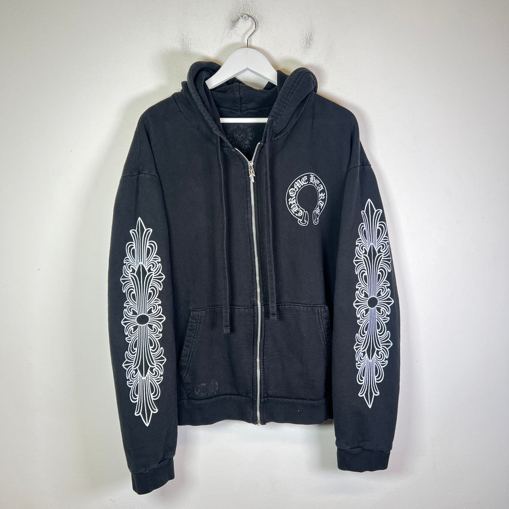 Chrome Hearts Floral Horseshoe Zip-Up Hoodie