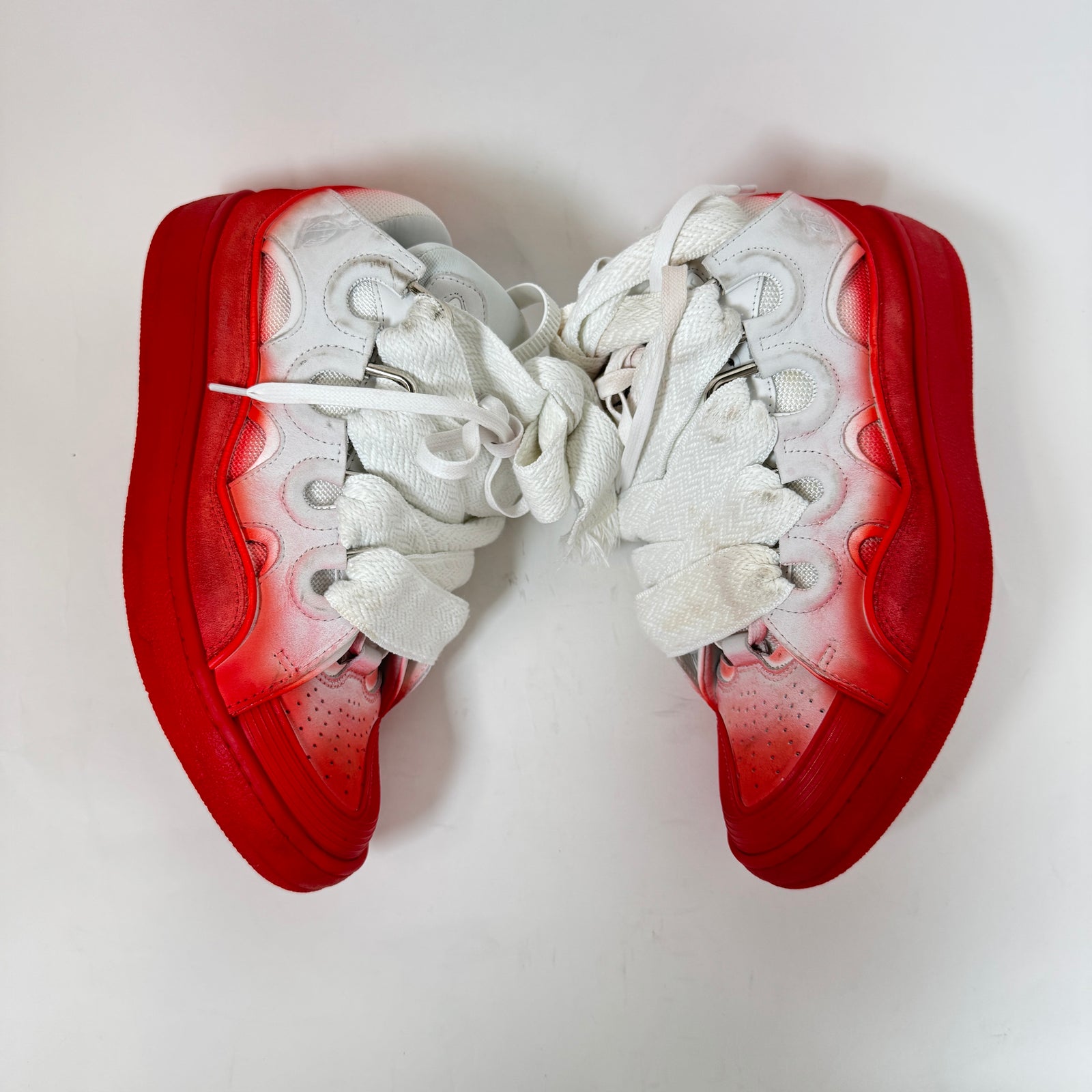 Lanvin White/Red Curb Sneaker Size 42