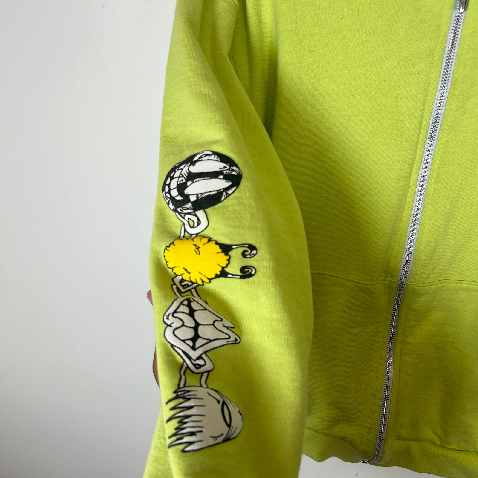 Chrome Hearts Matty Boy Neon Yellow Link Zip Up Hoodie Size L