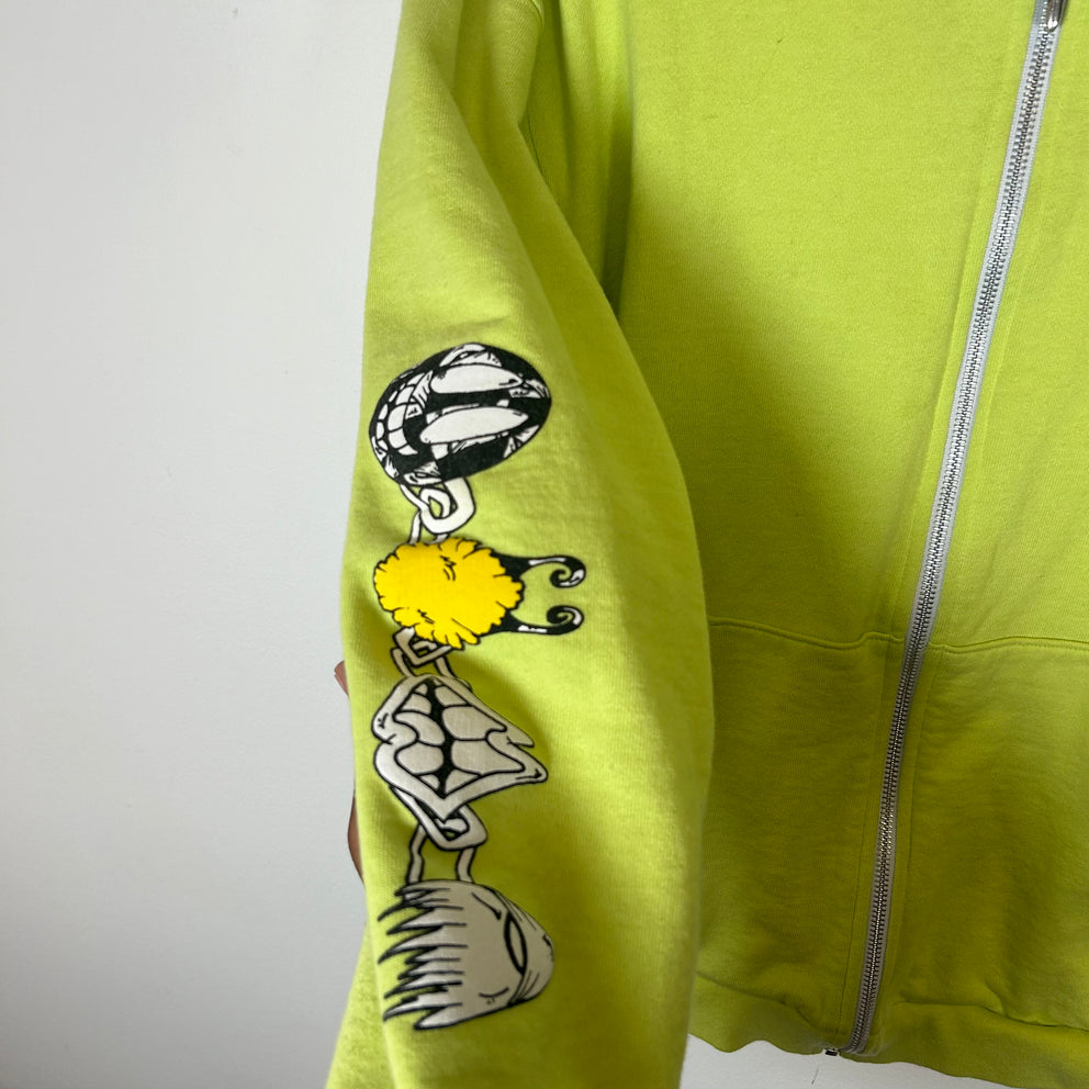 Chrome Hearts Matty Boy Neon Yellow Link Zip Up Hoodie Size L