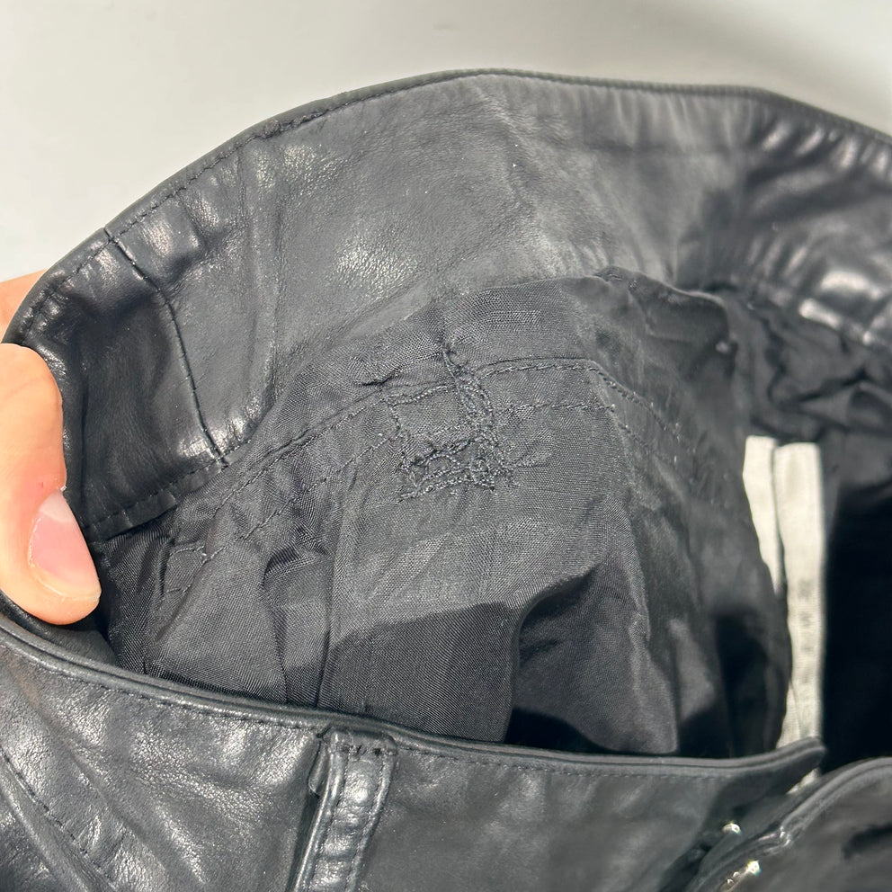 Rick Owens Black Calf Leather Tyrone F/W 22 Strobe Pants Size 46