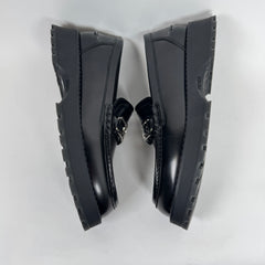 Fendi Black Leather O'Lock Loafers Size 6