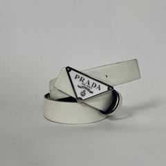 Prada White Saffiano Belt