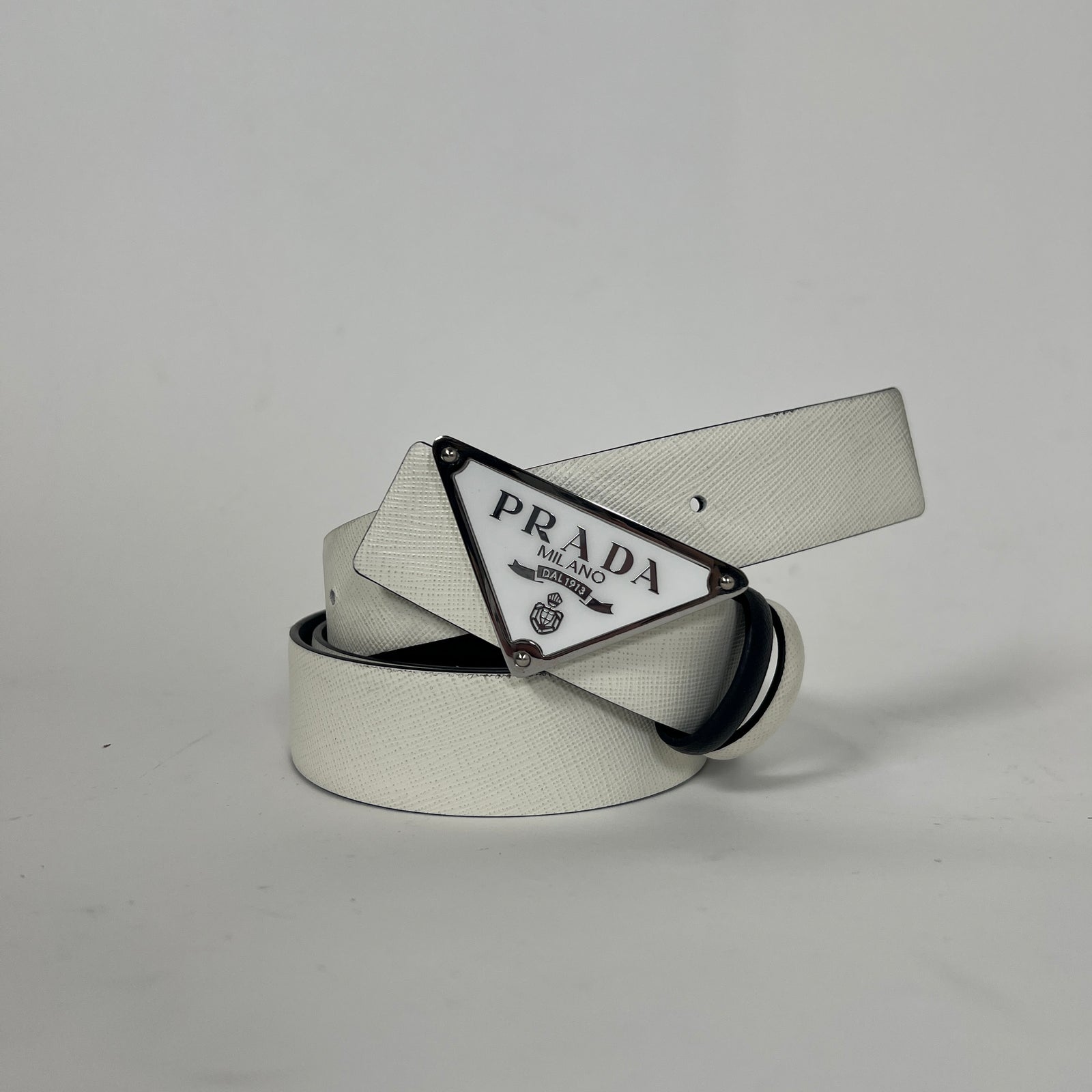 Prada White Saffiano Belt