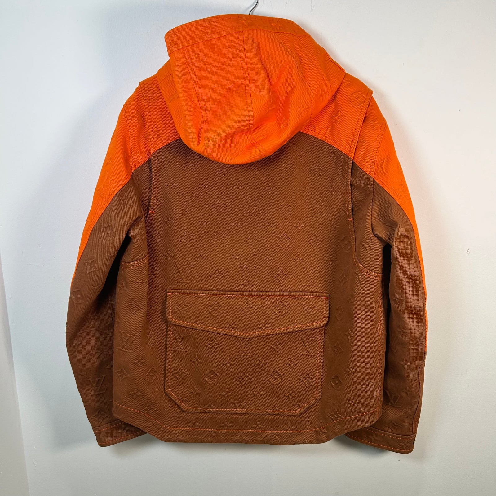 Louis Vuitton Monogram Orange Carpenter Hooded Jacket Size 46