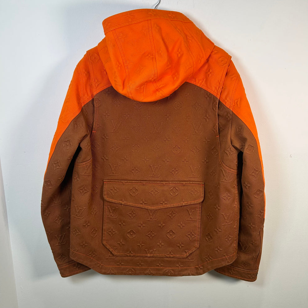 Louis Vuitton Monogram Orange Carpenter Hooded Jacket Size 46
