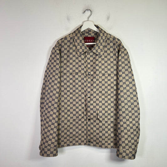 Gucci GG Monogram Four-Pocket Linen-Blend Light Jacket