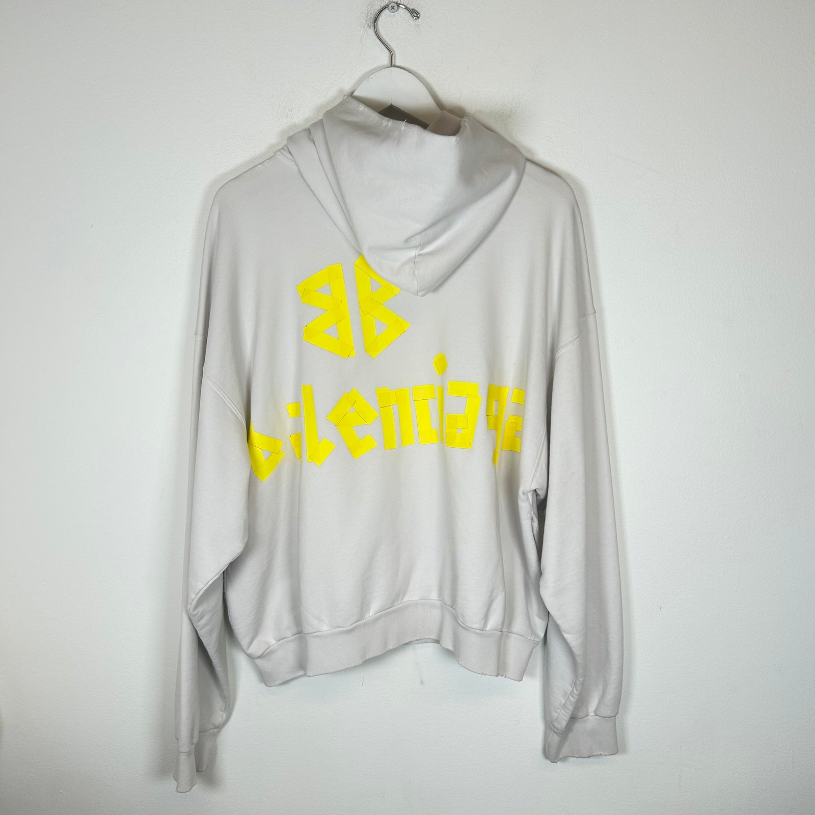 Balenciaga Cream Tape Logo Hoodie Size M