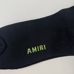 Amiri Black/Lime Green Stacked Bone Socks Size 45-46