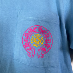 Chrome Hearts Blue/Pink Miami Art Basel Horseshoe Logo T-Shirt Size S