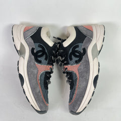 Chanel Grey/Pink Interlocking CC Runners